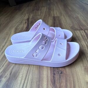 Crocs Classic Sandal Pink 2-Strap Slide Women Size 9 Iconic Comfort 206761-6S2